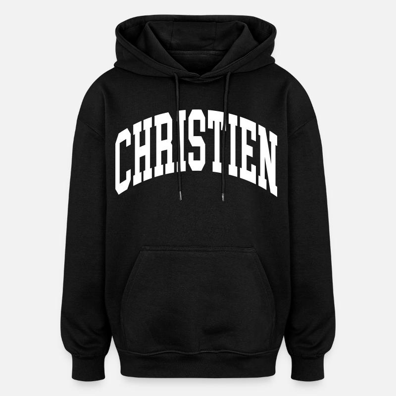 Christien - Sweat à capuche oversize unisexe - noir