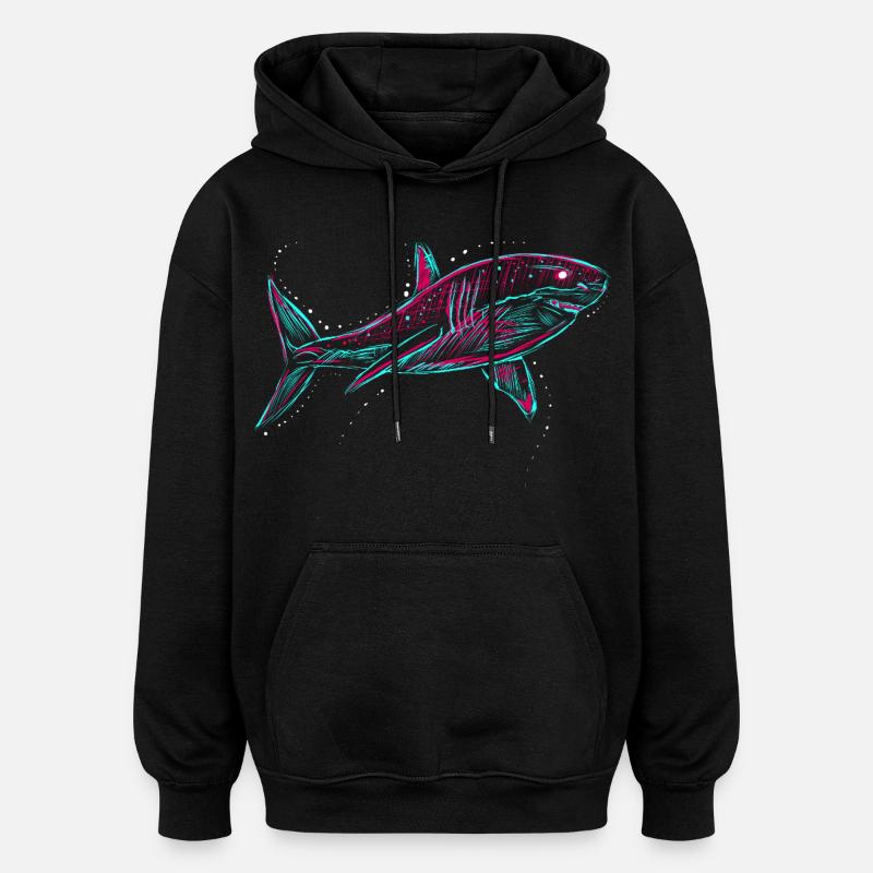 Neo Shark - Sweat à capuche oversize unisexe - noir