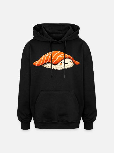 Sleeping Nigiri – Retro Japan Sushi Illustration - Oversize unisex hoodie - sort