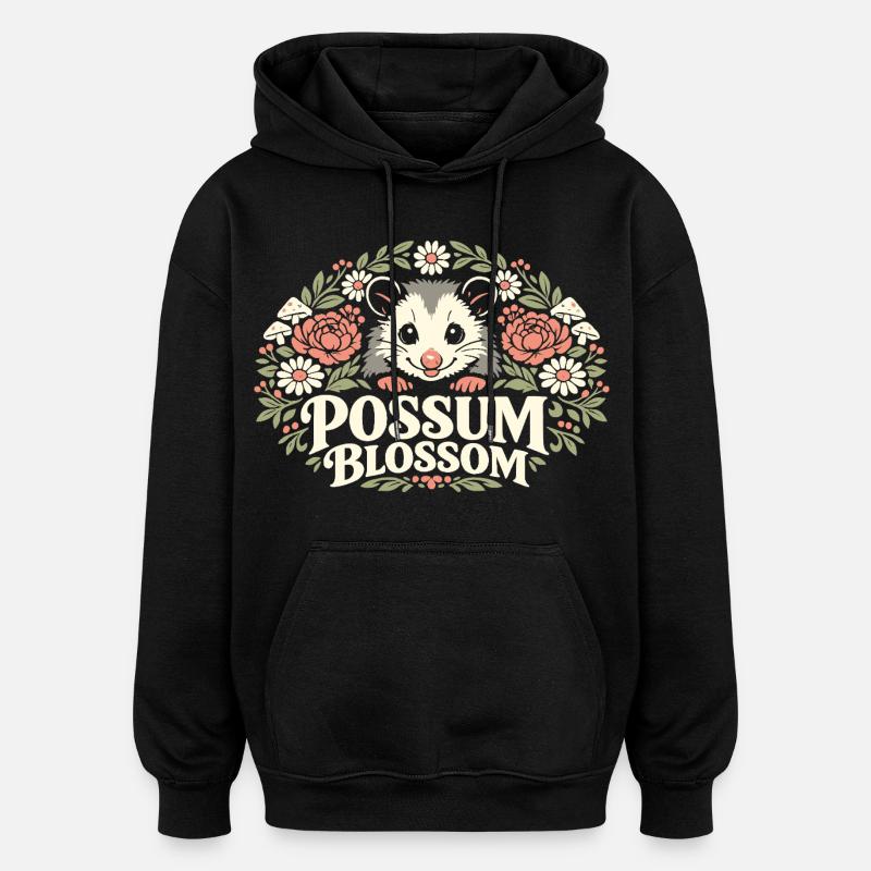 Fleur d’opossum - Sweat à capuche oversize unisexe - noir