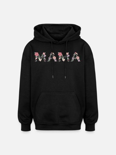 Mama Bloem Bloemen Lettertype Beste Moederdag - Oversized uniseks hoodie - zwart