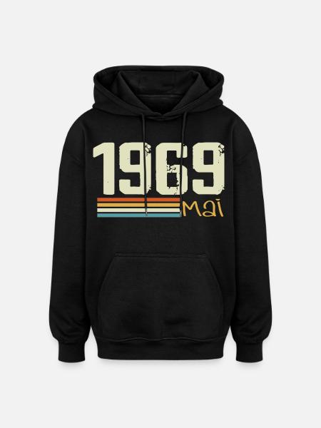 Mai 1969 - Sweat à capuche oversize unisexe - noir