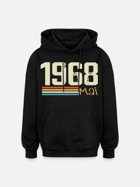 Mai 1968 - Sweat à capuche oversize unisexe - noir