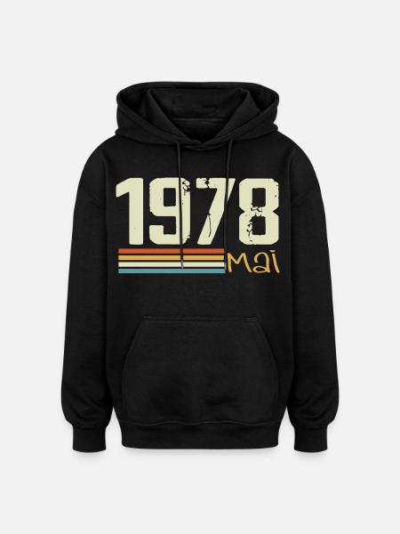 Mai 1978 - Sweat à capuche oversize unisexe - noir