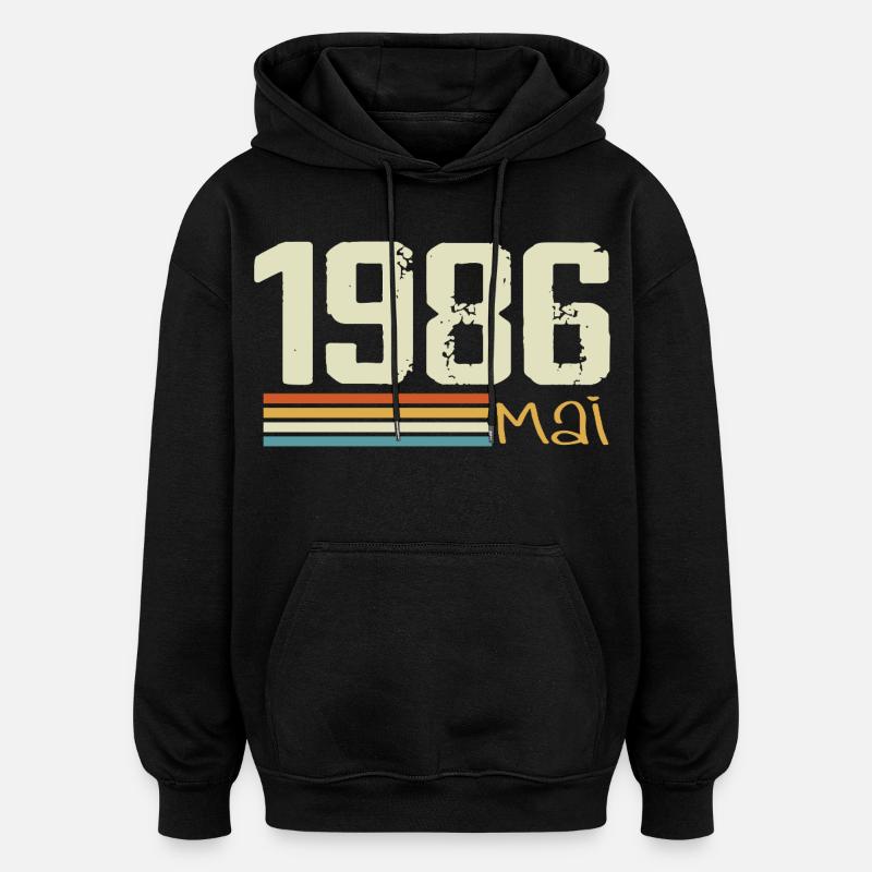 Mai 1986 - Sweat à capuche oversize unisexe - noir