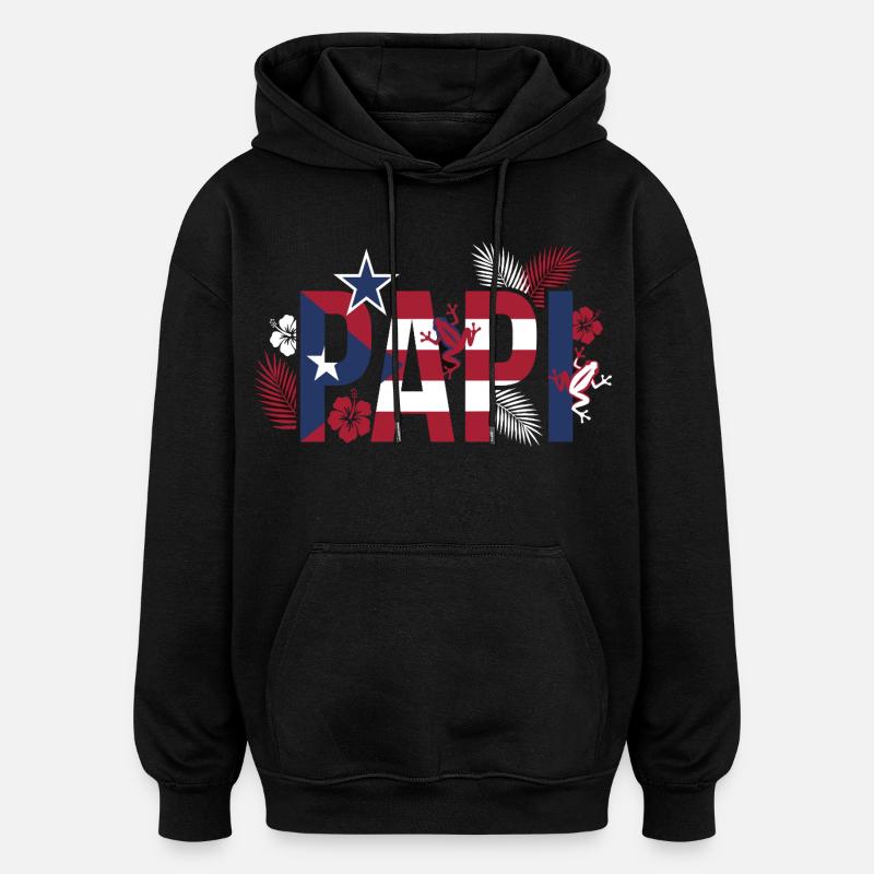 Papa drapeau Tropiques style Hawaï - Sweat à capuche oversize unisexe - noir