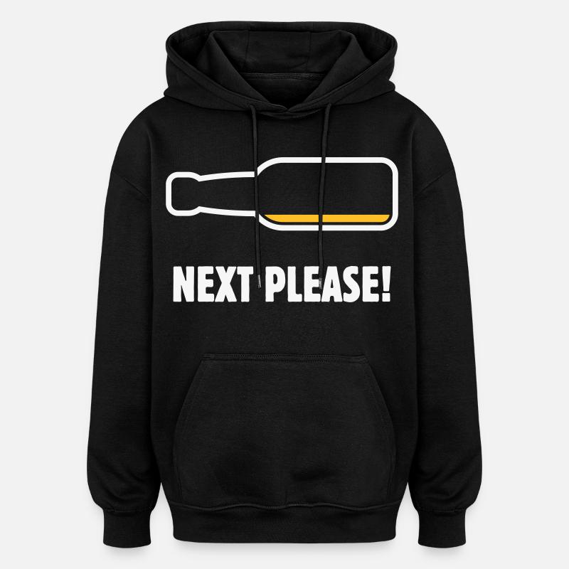 Next Please! (Bier / Bierchen / NEG 2C) - Oversized Unisex Hoodie - Schwarz
