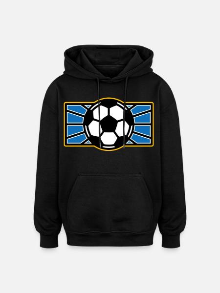 Retro Soccer Crest: Blue Radiant Rays - Oversized Unisex Hoodie - black