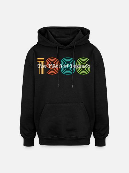 Millésime 1986 - Sweat à capuche oversize unisexe - noir