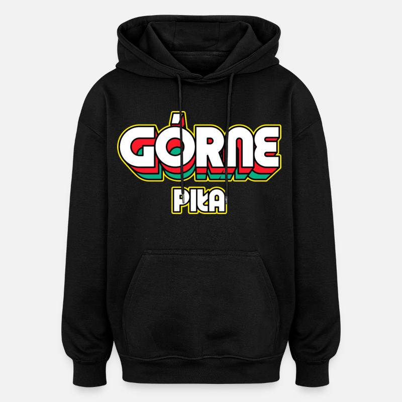 Górne Piła. Retro District Name - Oversized Unisex Hoodie - black