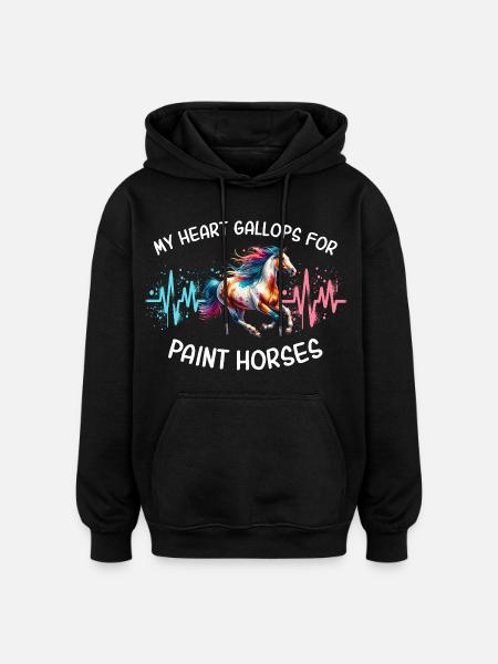 Paint Horse Herzlinie Pferd - Oversized Unisex Hoodie - Schwarz