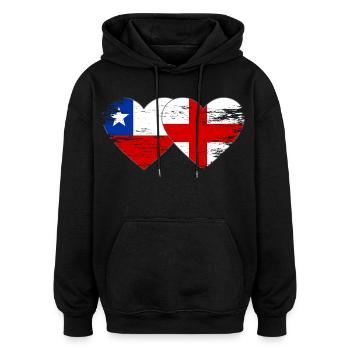 Chile England flagge Herz - Oversized Unisex Hoodie - Schwarz - Vorne - Noah (186cm)
