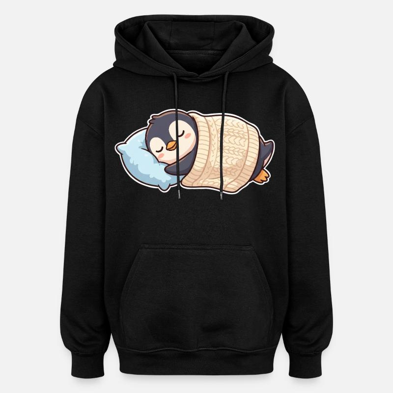 Penguin dort - Sweat à capuche oversize unisexe - noir