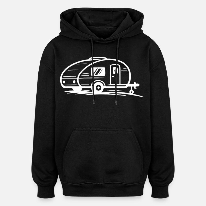 Camping Trailer - Oversized Unisex Hoodie - black