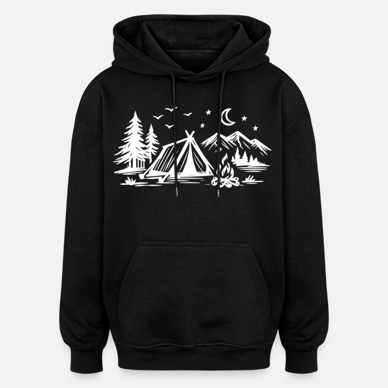 Camping Tent - Oversized Unisex Hoodie - black