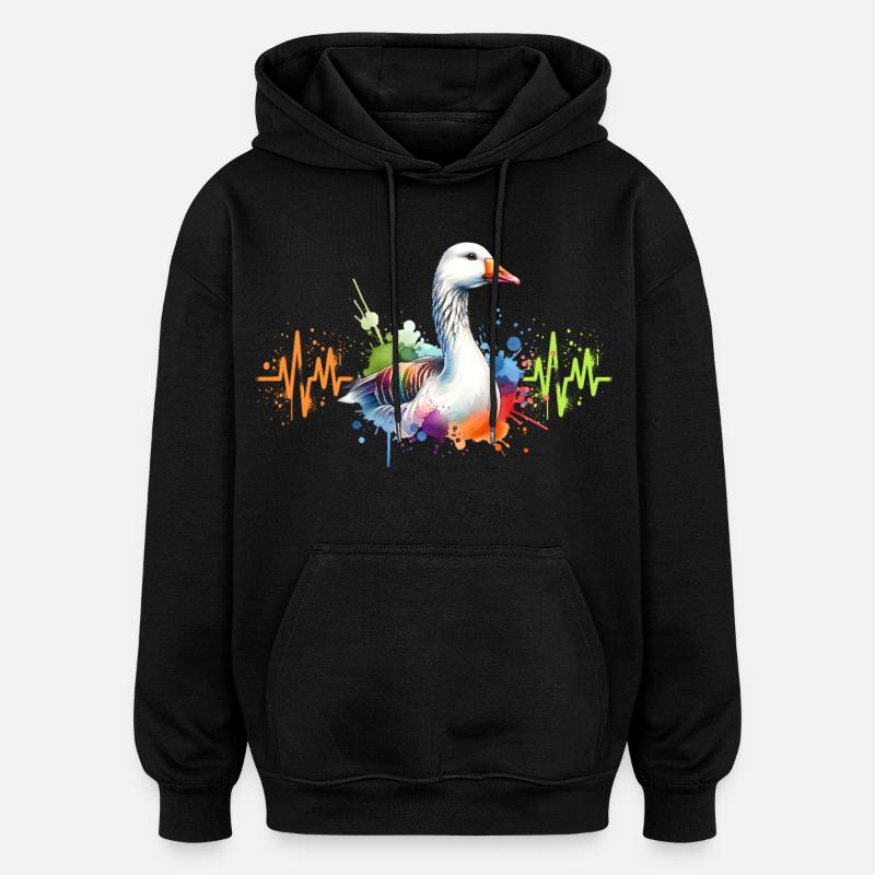Gans Herzlinie - Oversized Unisex Hoodie - Schwarz