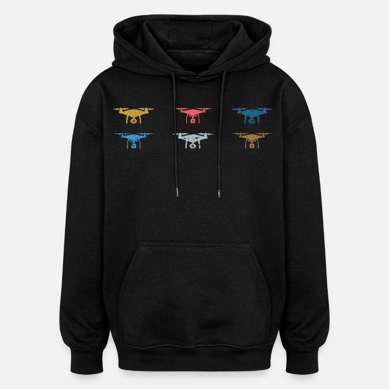 Heartbeat Drone Drones - Oversized Unisex Hoodie - black