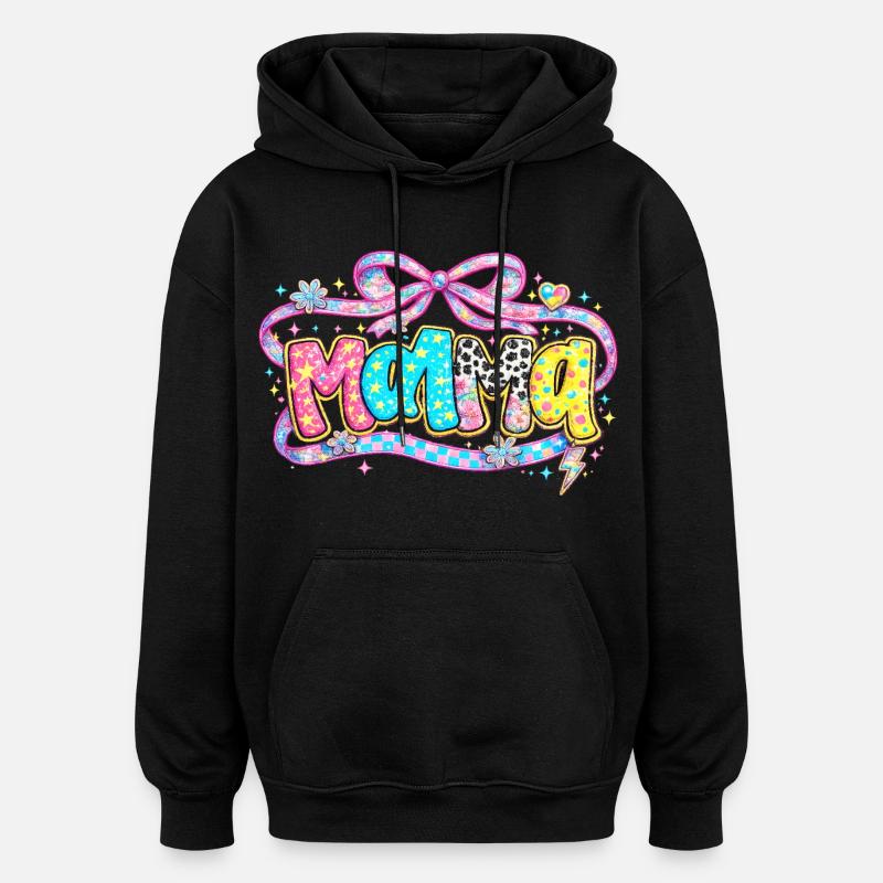 Mama-Geschenk: Retro Mama-Optik und Glitzer - Oversized Unisex Hoodie - Schwarz