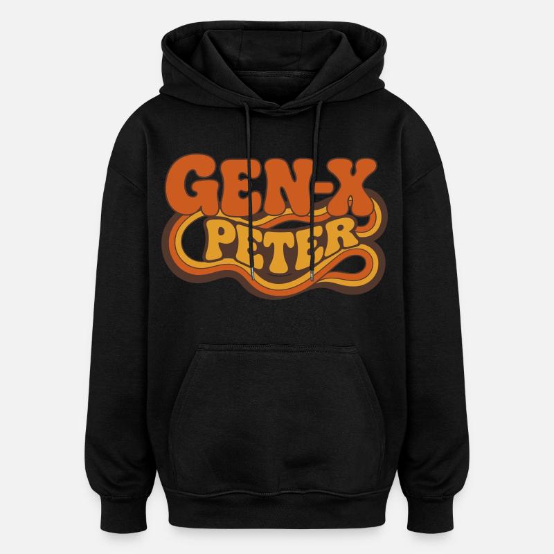 GenX Peter Retro Typography - Oversized Unisex Hoodie - Schwarz