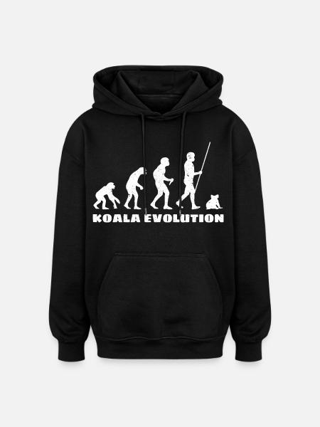 Évolution du koala - Sweat à capuche oversize unisexe - noir