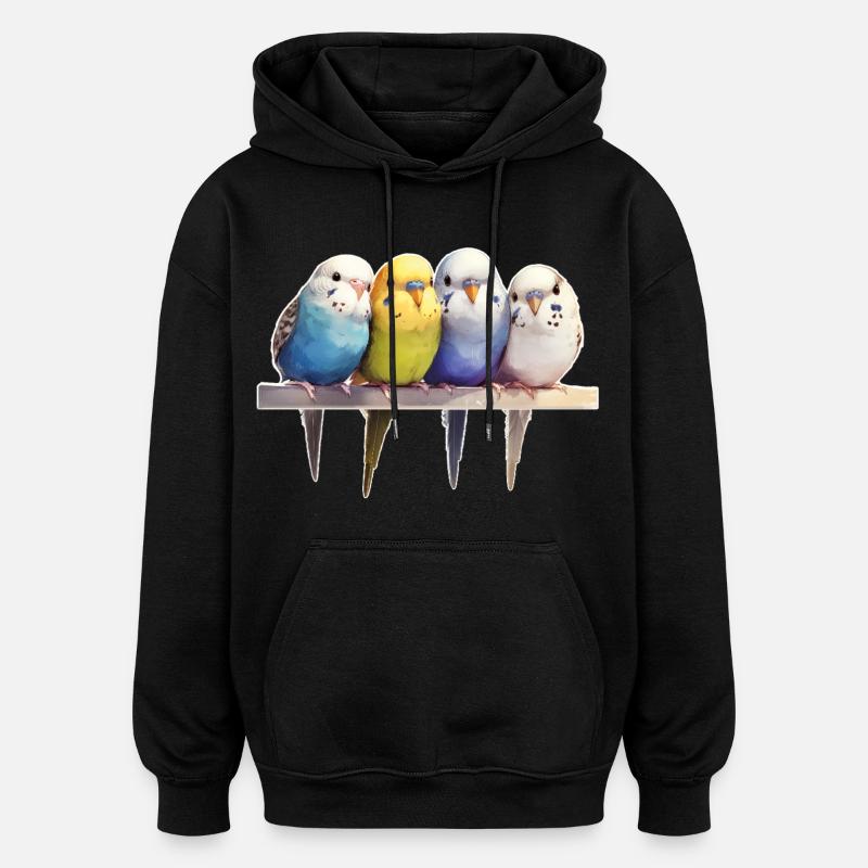 Groupe de perruches ondulées - Sweat à capuche oversize unisexe - noir