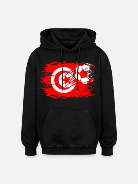 Tunesien Flagge Fußbal used - Oversized Unisex Hoodie - Schwarz