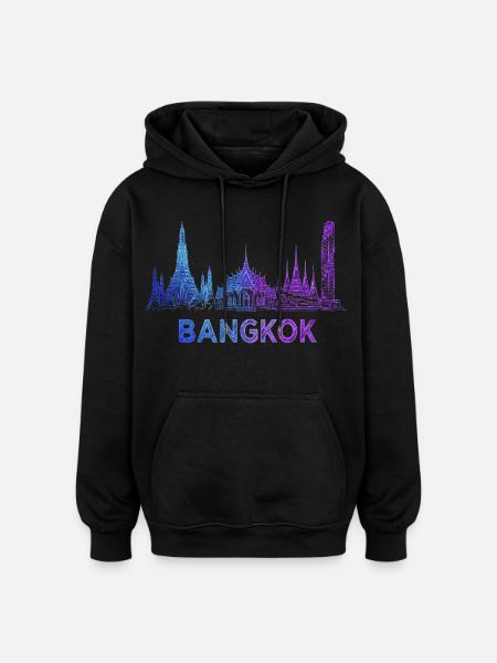 Bangkok Skyline - Oversized Unisex Hoodie - Schwarz