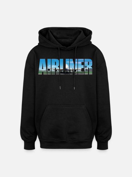 Airliner Jumbo Jet - Oversized Unisex Hoodie - black