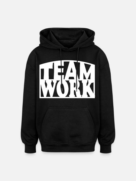 Teamwork Bold Stencil - Oversized Unisex Hoodie - black