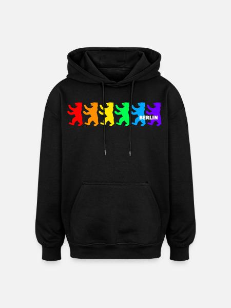 Berliner Bären / Regenbogenfarben - Oversized Unisex Hoodie - Schwarz
