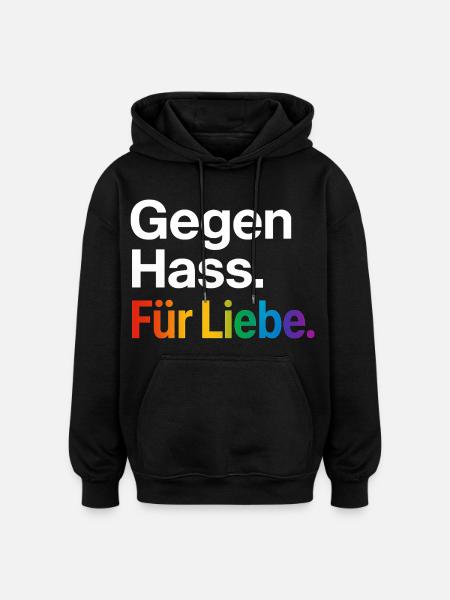 Regenbogen Liebe Statement Spruch Shirt CSD - Oversized Unisex Hoodie - Schwarz