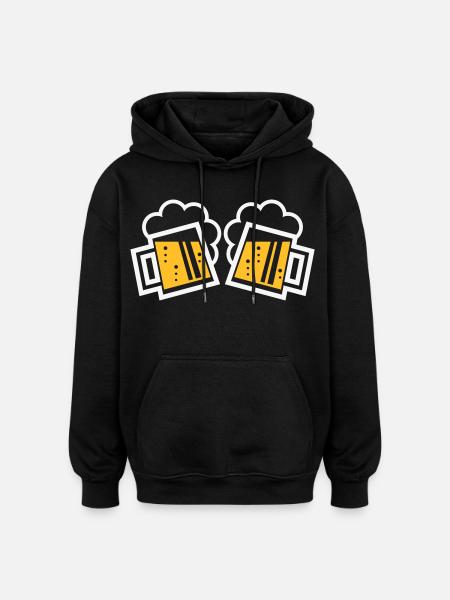 2 Bayrische Bierkrüge Prosten (Bier / NEG 2C) - Oversized Unisex Hoodie - Schwarz