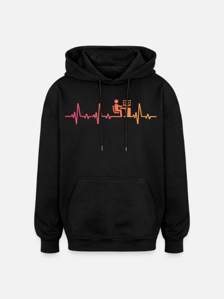 Programmer sunset heartbeat developer - Oversized Unisex Hoodie - black