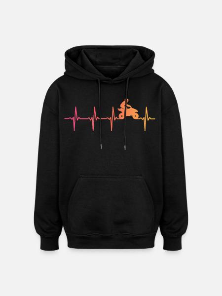 Quad Sunset Heartbeat ATV Quad Rider - Oversized Unisex Hoodie - black
