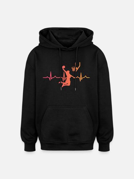Basketball sunset heartbeat basketball - Oversized Unisex Hoodie - black