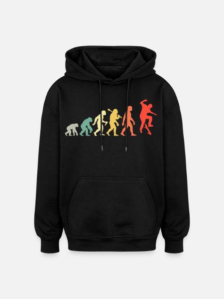 Skateboard Evolution Men's and Boys' Skatboarder - Oversized Unisex Hoodie - black