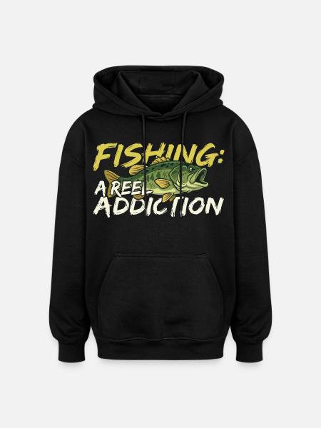 Fishing is a real addiction - Oversized Unisex Hoodie - black