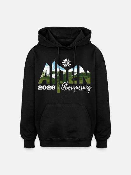 Alpen Überquerung 2026 - Wandern - Oversized Unisex Hoodie - Schwarz