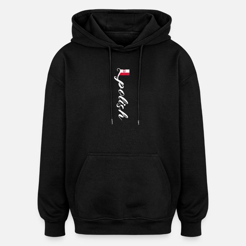 Pologne - Sweat à capuche oversize unisexe - noir