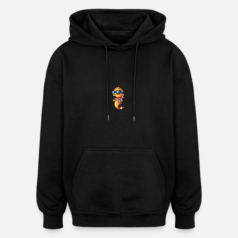 Seahorse Cool Summer - Oversized Unisex Hoodie - black