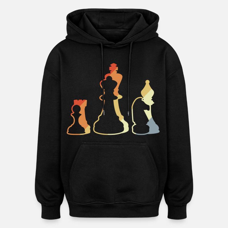Jeu d’échecs rétro - Sweat à capuche oversize unisexe - noir