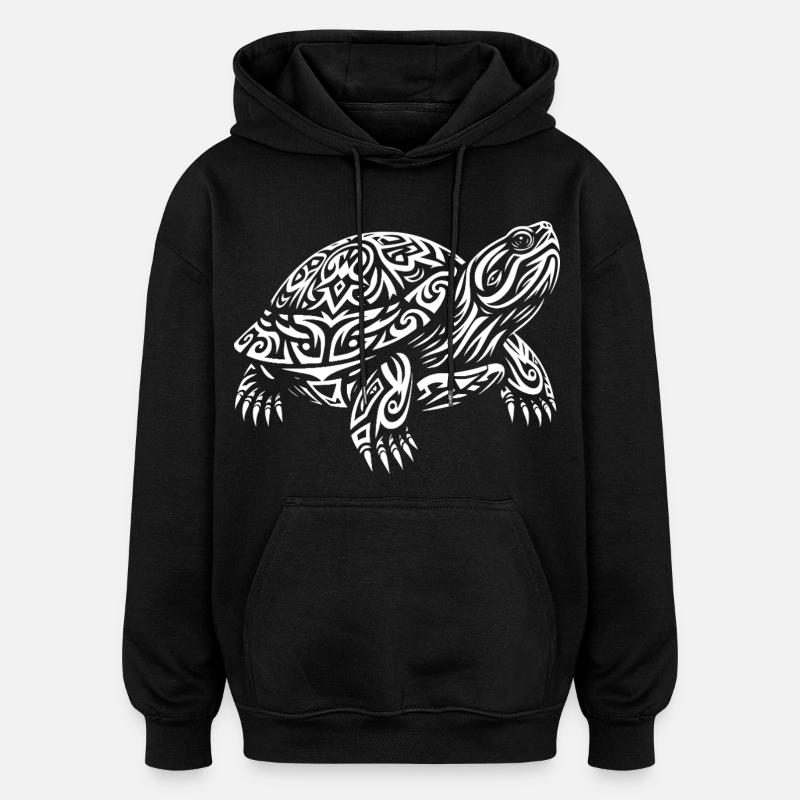 Tortue tribale - Sweat à capuche oversize unisexe - noir