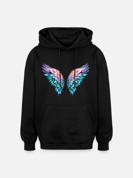 engelsflügel,federn,bunte flügel,graffiti - Oversized Unisex Hoodie - Schwarz