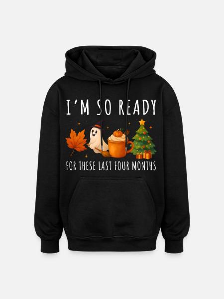Autumnal Halloween and Christmas greetings - Oversized Unisex Hoodie - black