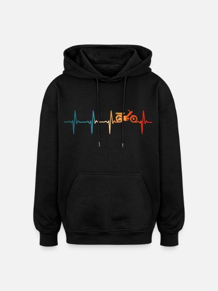 Moped moped skoter hjärtslag moped moped förare - Oversized luvtröja unisex - svart