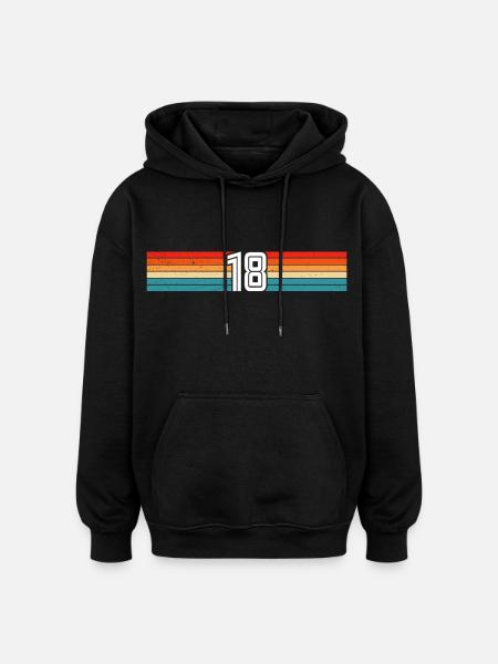 18 Years Retro 18th Birthday - Oversized Unisex Hoodie - black