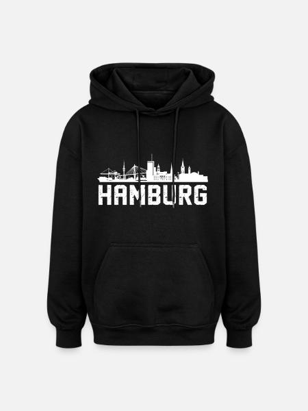 Hamburg Skyline Hamburger - Oversized Unisex Hoodie - black