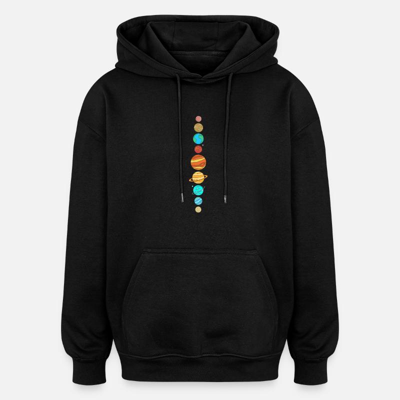 Espace Planètes Univers Espace - Sweat à capuche oversize unisexe - noir