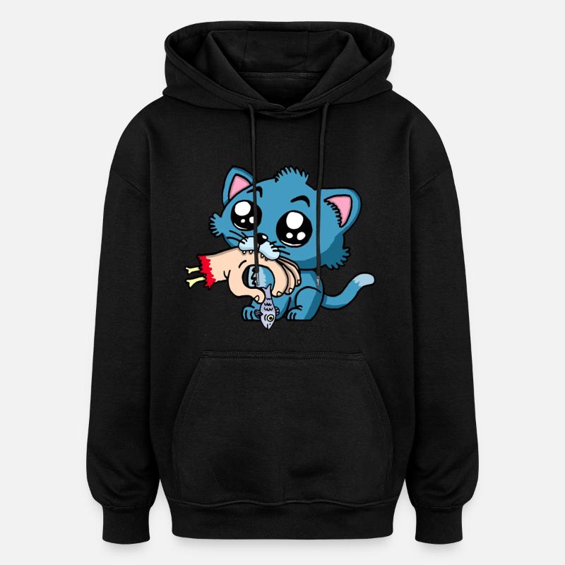 When the kitten is hungry - Oversized Unisex Hoodie - black