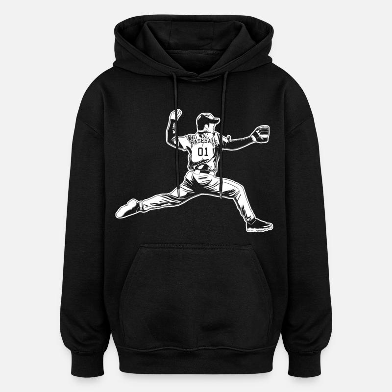 Lanceur de baseball - Sweat à capuche oversize unisexe - noir